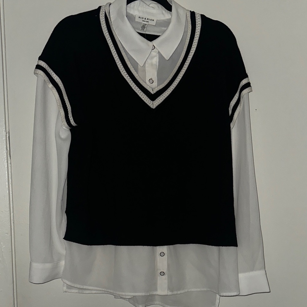 Black and White Layered Blouse